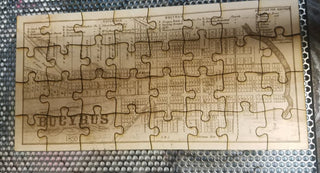 1850 Map of Bucyrus, Ohio Engraved & Laser Cut Wooden Puzzle